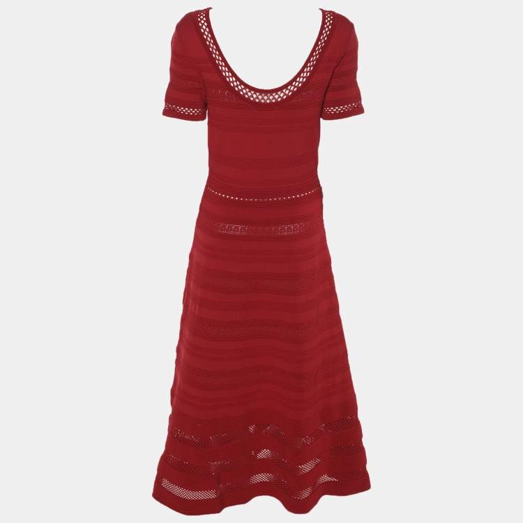 Pre Owned Sandro Red Stretch Knit Midi Dress M