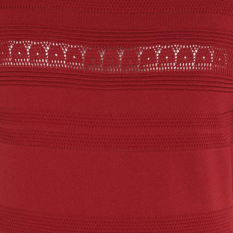 Pre Owned Sandro Red Stretch Knit Midi Dress M