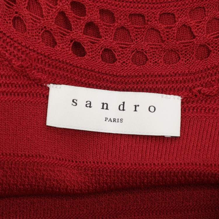 Pre Owned Sandro Red Stretch Knit Midi Dress M
