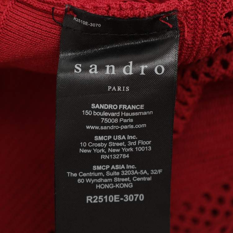 Pre Owned Sandro Red Stretch Knit Midi Dress M