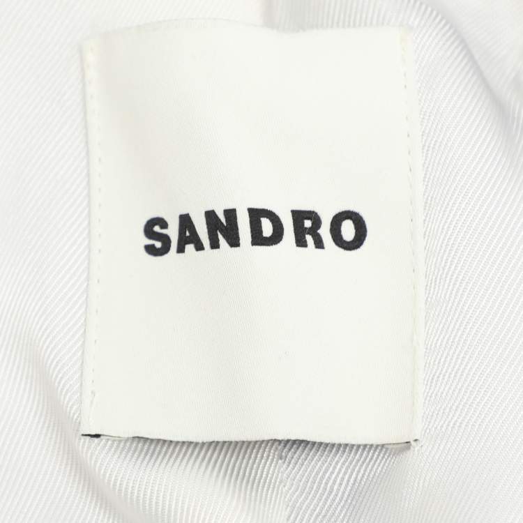 Pre Owned Sandro Blue Pinstripe Satin Blazer and Pants Set S/M