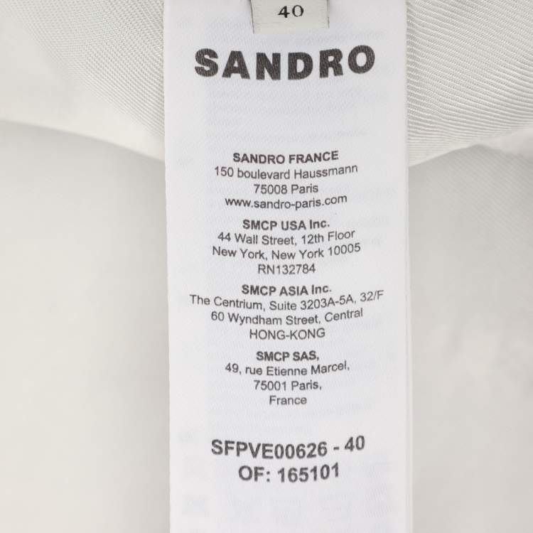 Pre Owned Sandro Blue Pinstripe Satin Blazer and Pants Set S/M