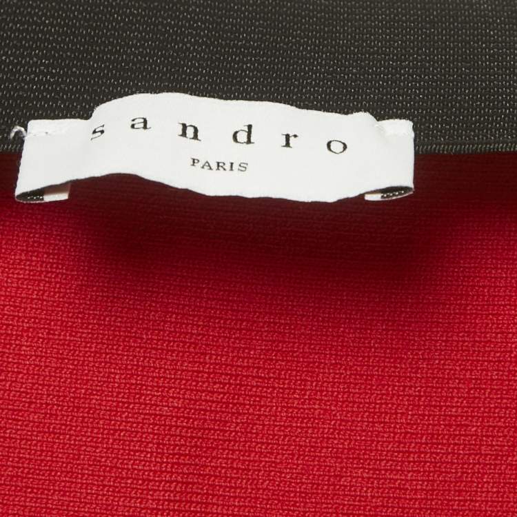 Pre Owned Sandro Red Stretch Knit Ruffled Mini Skirt S