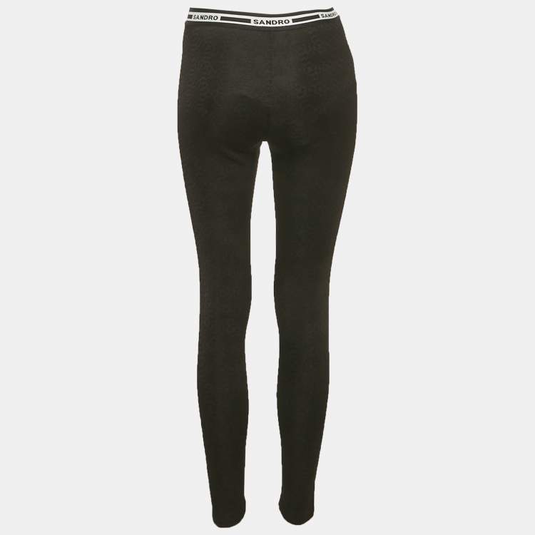 Pre Owned Sandro Black Monogram Jersey Leggings S