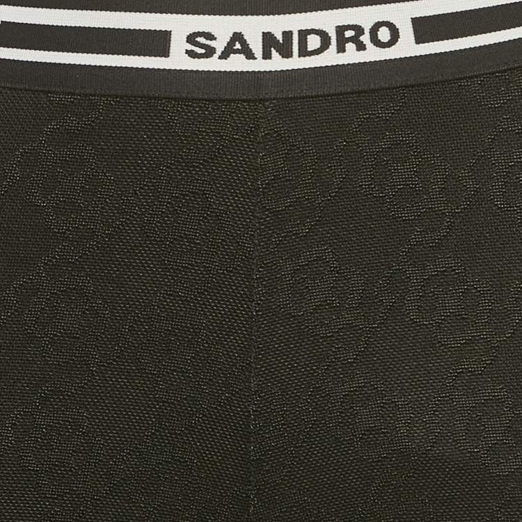 Pre Owned Sandro Black Monogram Jersey Leggings S