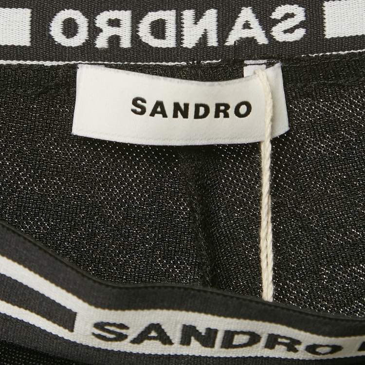 Pre Owned Sandro Black Monogram Jersey Leggings S