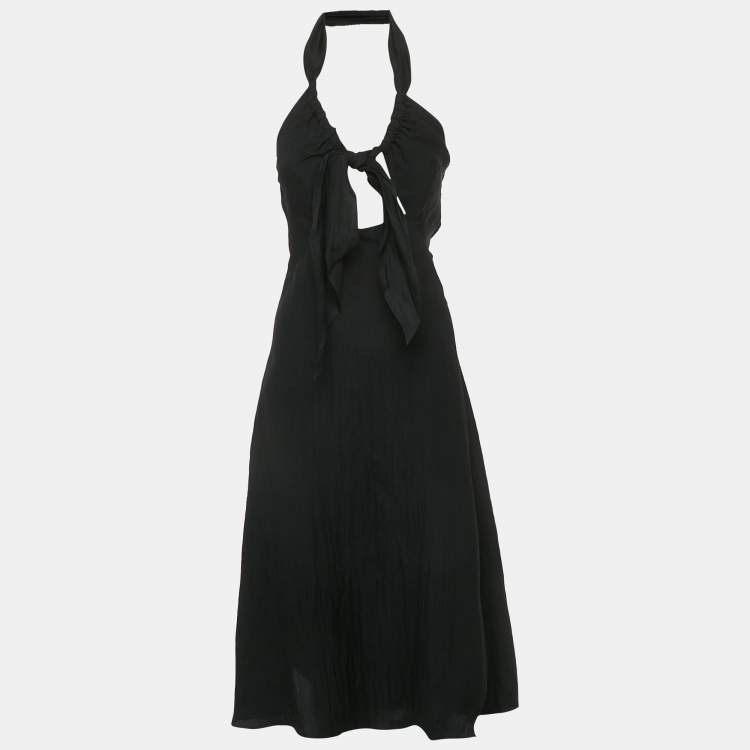 Pre Owned Sandro Black Crepe Tied Backless Dress S