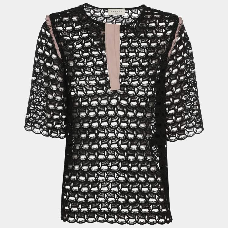 Pre Owned Sandro Black Sheer Tops S