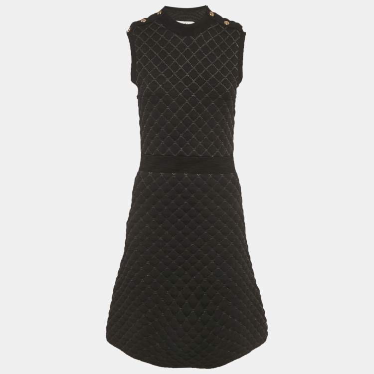 Pre Owned Sandro Black Nylon Quilted Mini Dress M