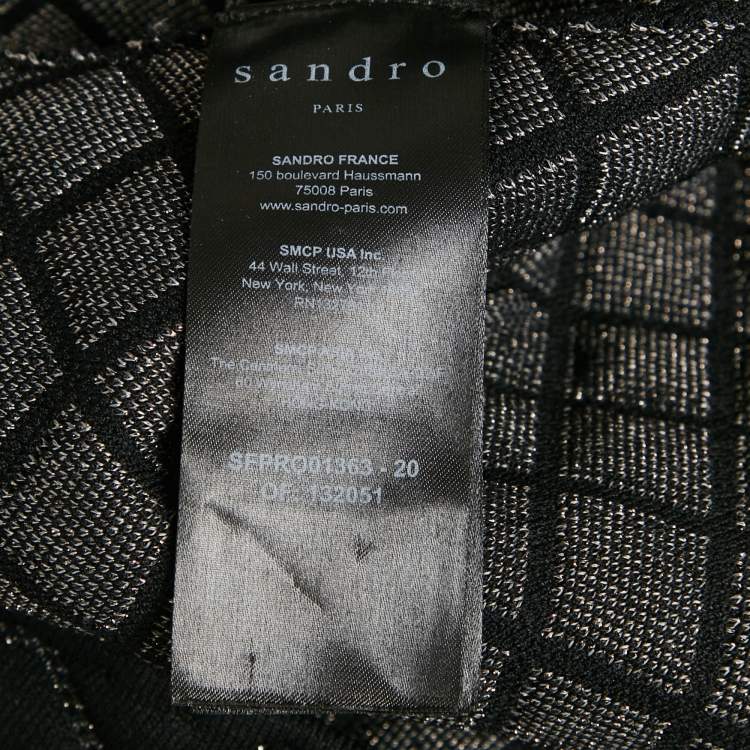 Pre Owned Sandro Black Nylon Quilted Mini Dress M