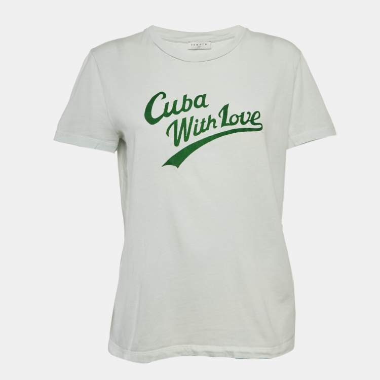 Pre Owned Sandro Blue Flocked Jersey T-Shirt L