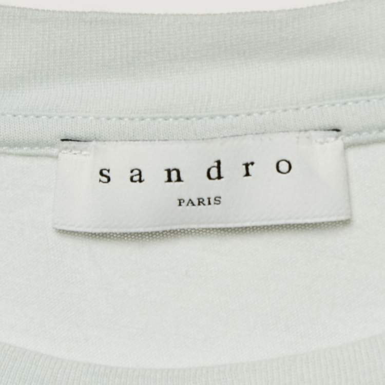Pre Owned Sandro Blue Flocked Jersey T-Shirt L