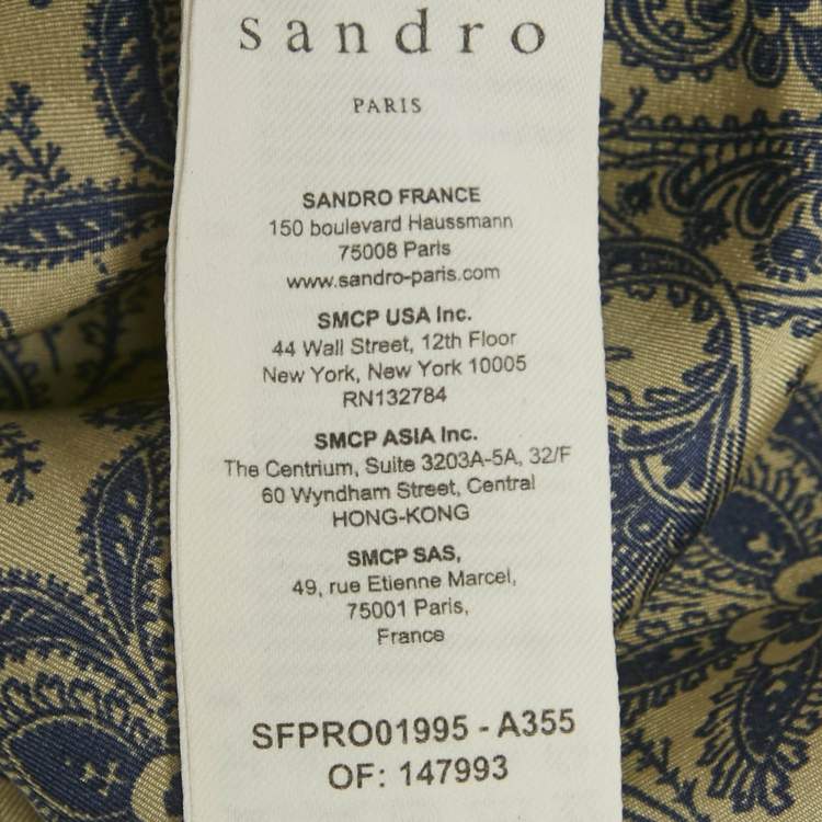 مملوكة مسبقًا Sandro Cream Harmonie Print Silk Ruffle Mini Dress S