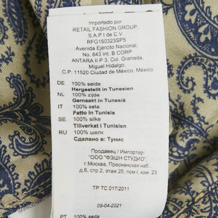 مملوكة مسبقًا Sandro Cream Harmonie Print Silk Ruffle Mini Dress S