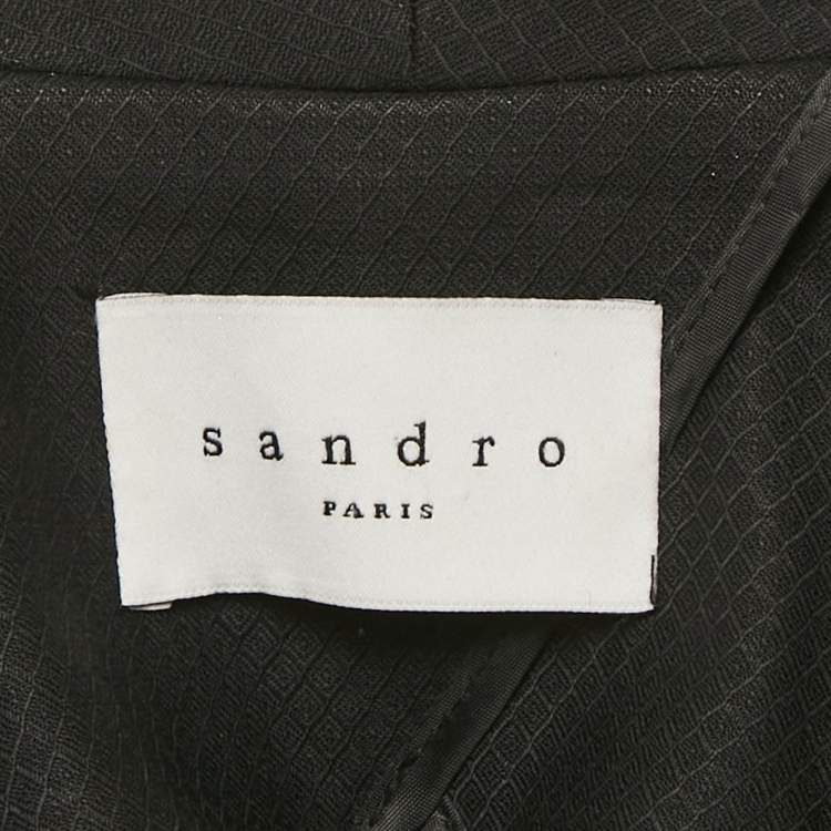 Pre Owned Sandro Black Wool Tailored Blazer L