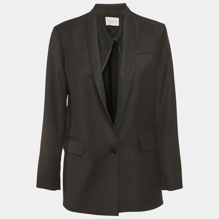 Pre Owned Sandro Black Wool Tailored Blazer L