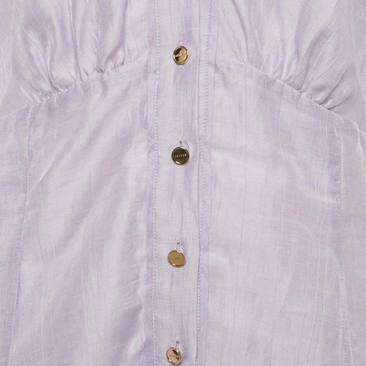 Pre Owned Sandro Lilac Linen Blend V-Neck Mini Dress XL
