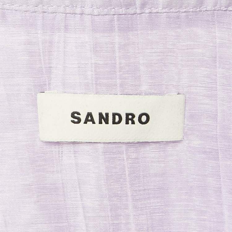 Pre Owned Sandro Lilac Linen Blend V-Neck Mini Dress XL