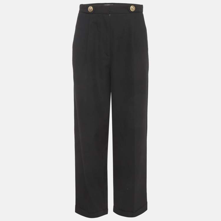 Pre Owned Sandro Black Gabardine Tosca Straight-Leg Trousers S