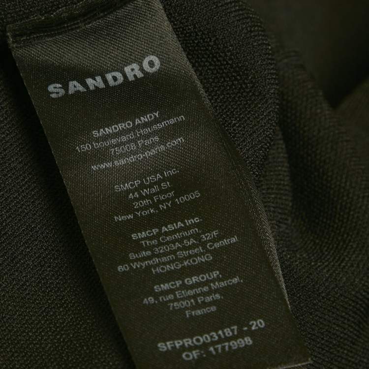 Pre Owned Sandro White/Black Rib Knit Midi Dress S