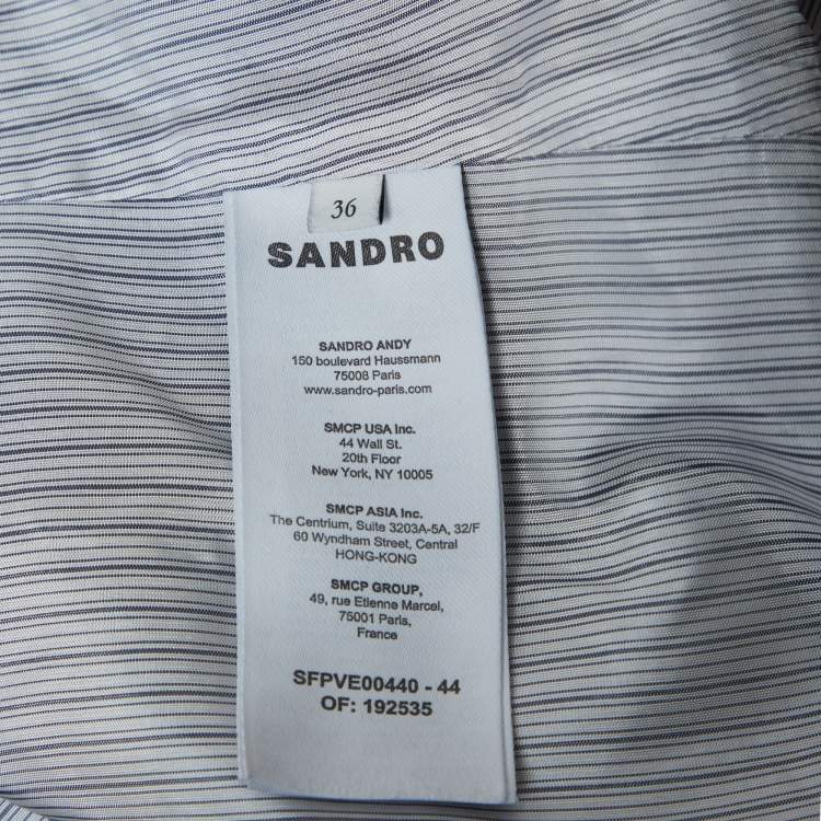 Pre Owned Sandro Navy Blue Gabardine Double-Breasted Blazer S