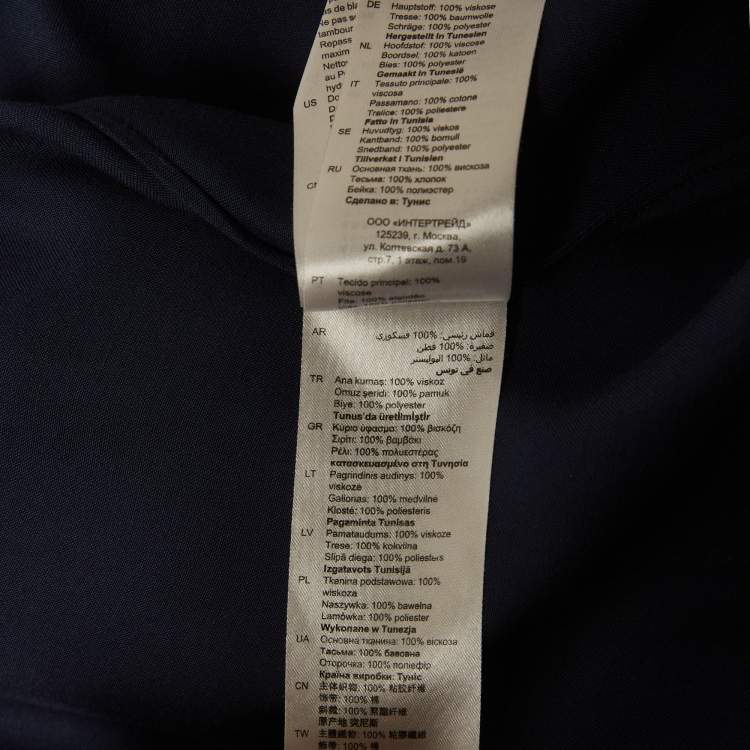 مملوكة مسبقًا Sandro Navy Blue Satin Eloy Lace-Inset Maxi Dress M