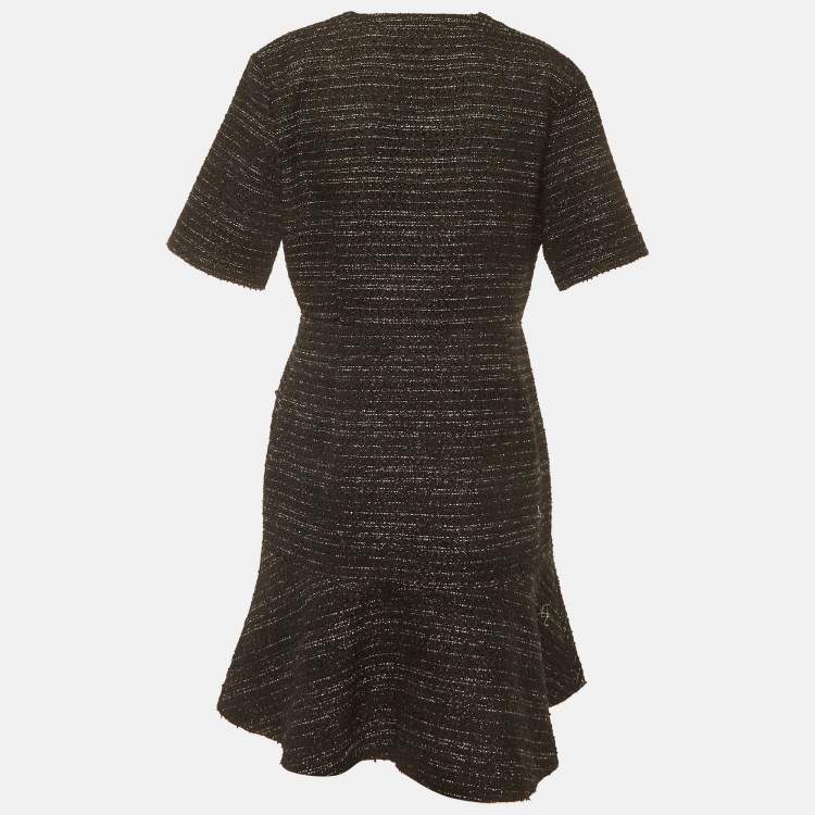 Pre Owned Sandro Black Tweed Gwendoline Mini Dress L