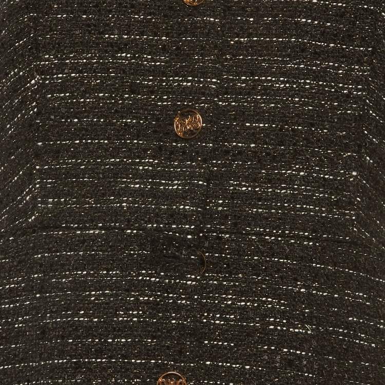 Pre Owned Sandro Black Tweed Gwendoline Mini Dress L