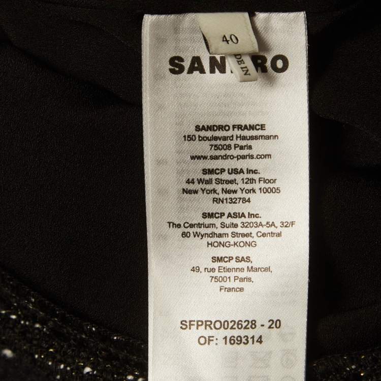 Pre Owned Sandro Black Tweed Gwendoline Mini Dress L