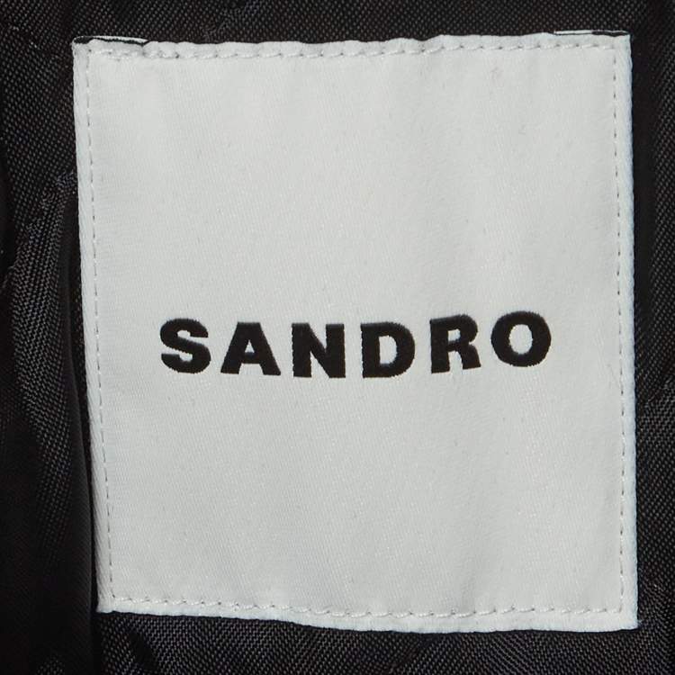 Pre Owned Sandro Multicolour Wool-Blend Felt Dome Fringed Checked Jacket M