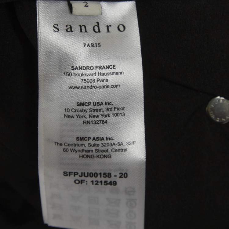 Pre Owned Sandro Black Crepe Embellished Plisse Midi Skirt M