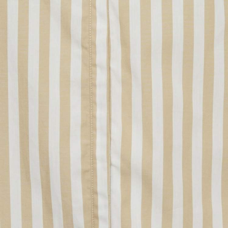 Pre Owned Sandro Beige & White Striped Cotton & Lace Shirt M