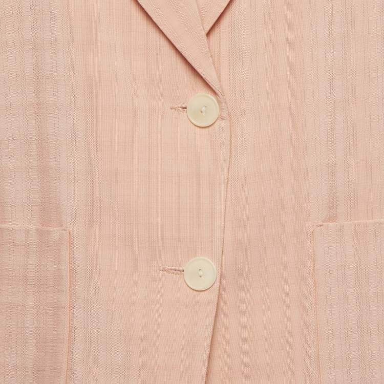 مملوكة مسبقًا Sandro Pink Check Pattern Crepe Button Front Blazer M
