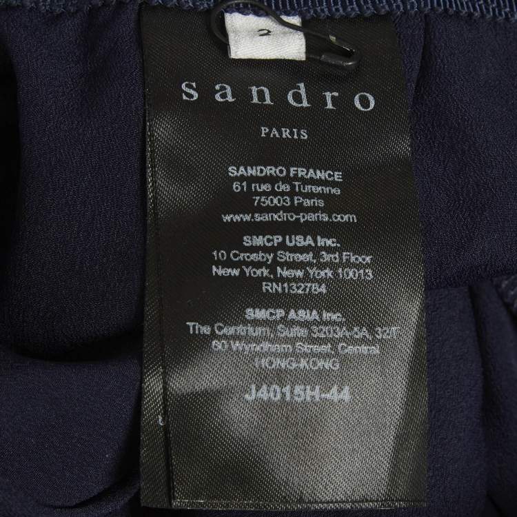 Pre Owned Sandro Blue/Maroon Lace Top and Pencil Skirt Set L/M