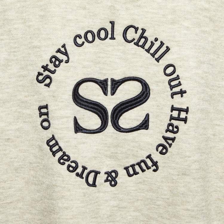 Pre Owned Sandro Pale Grey Melange Jersey Embroidered Zip Up Hoodie XS