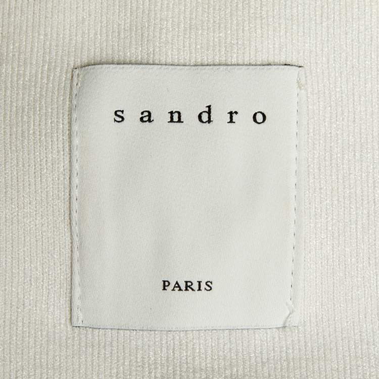 Pre Owned Sandro Pale Grey Melange Jersey Embroidered Zip Up Hoodie XS