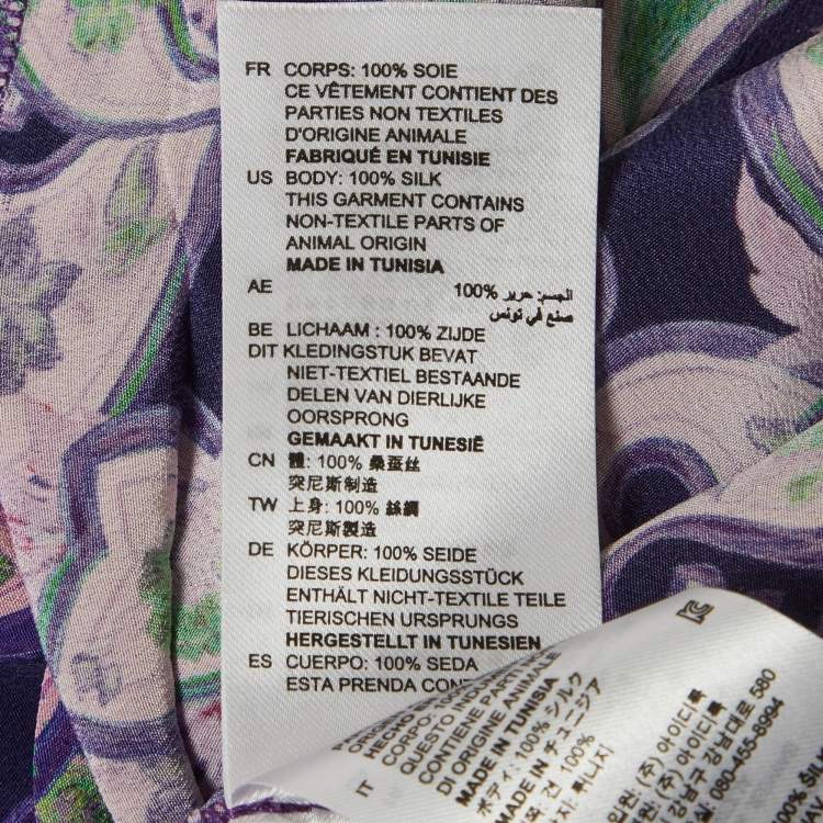 Pre Owned Sandro Purple Printed Silk Ruffled Cold-Shoulder Dress S