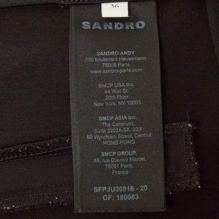 Pre Owned Sandro Black Jersey Pencil Skirt S