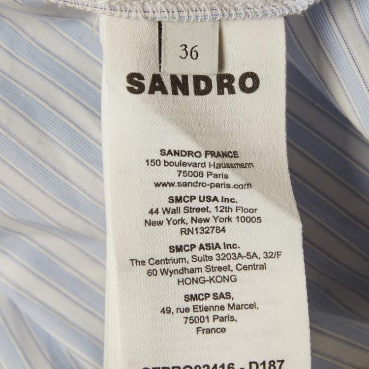 Pre Owned Sandro Blue Printed Cotton Maxi Tropea Dress S