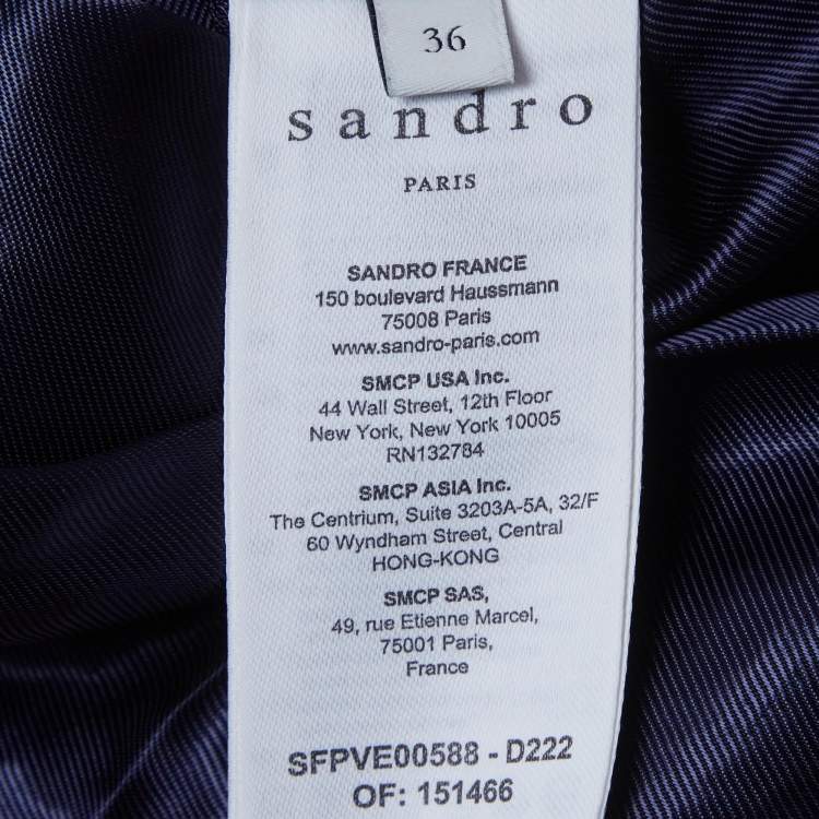 Pre Owned Sandro Blue/White Houndstooth Double Breasted Jacket S