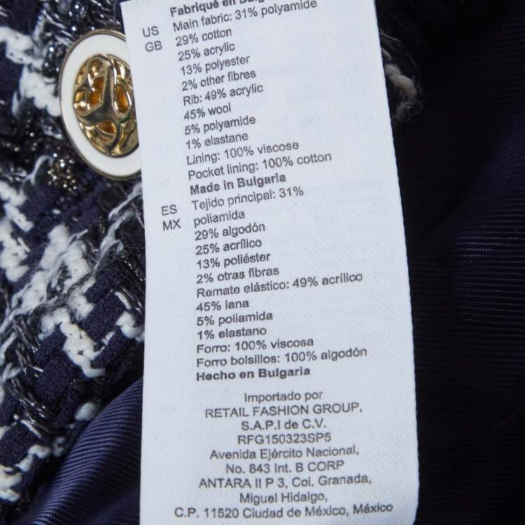 Pre Owned Sandro Blue/White Houndstooth Double Breasted Jacket S