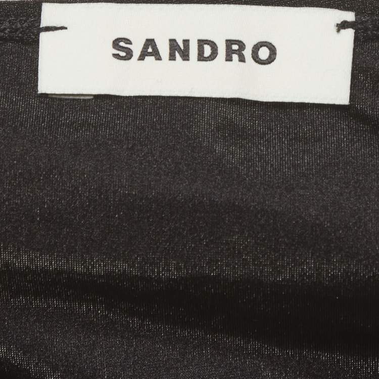 Pre Owned Sandro Black Jersey Ruche Sarong M