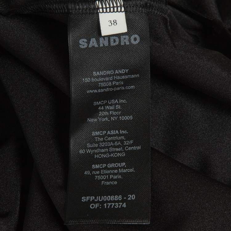 Pre Owned Sandro Black Jersey Ruche Sarong M