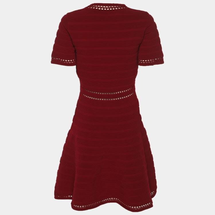 Pre Owned Sandro Burgundy Knit Short Dress L