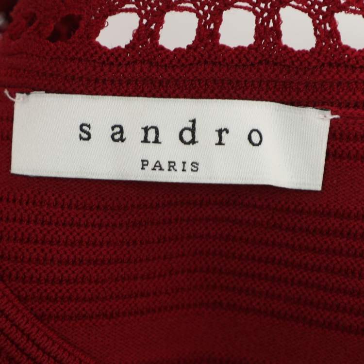 Pre Owned Sandro Burgundy Knit Short Dress L