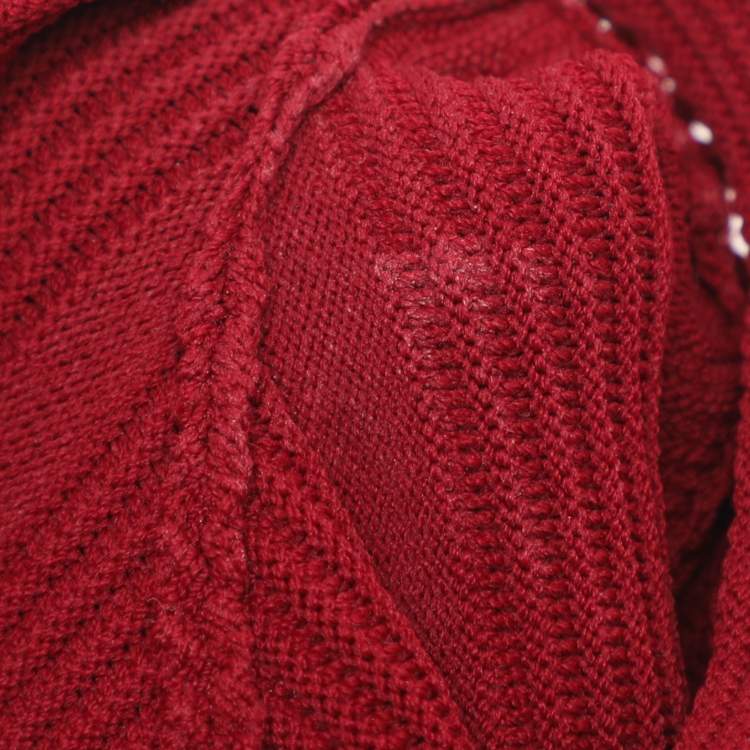 Pre Owned Sandro Burgundy Knit Short Dress L