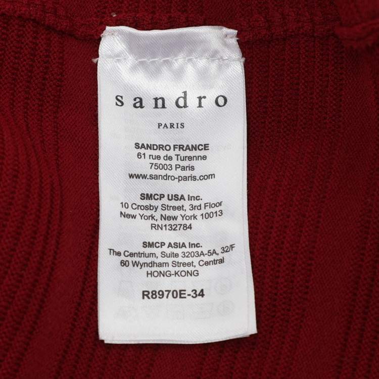 Pre Owned Sandro Burgundy Knit Short Dress L