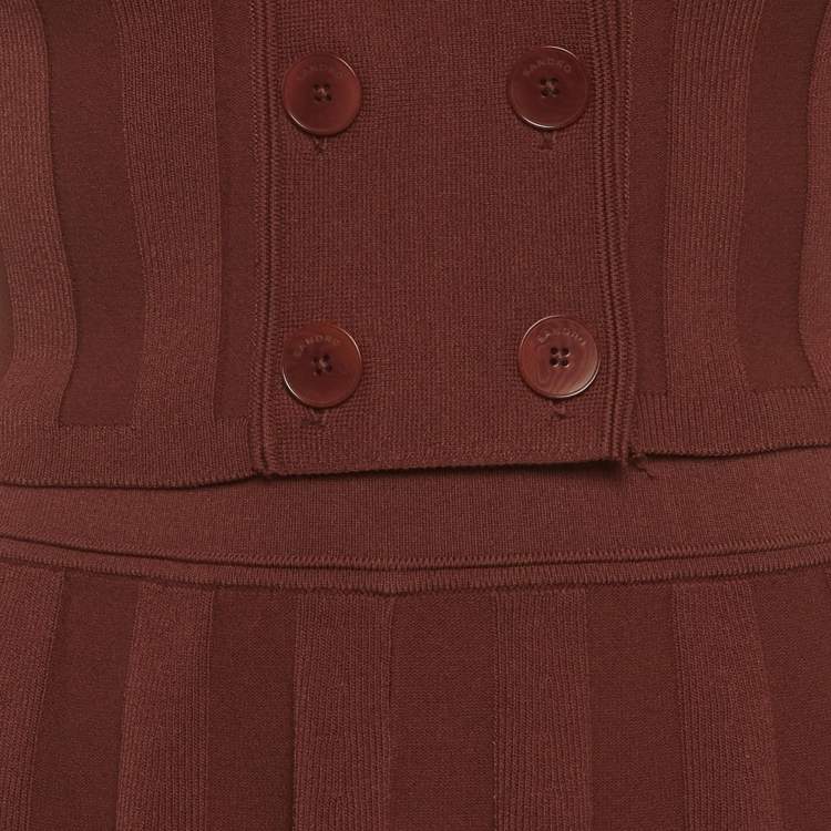 Pre Owned Sandro Brown Striped Stretch Knit Set S