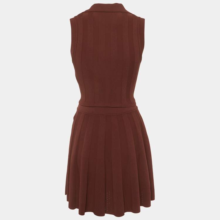 Pre Owned Sandro Brown Striped Stretch Knit Set S