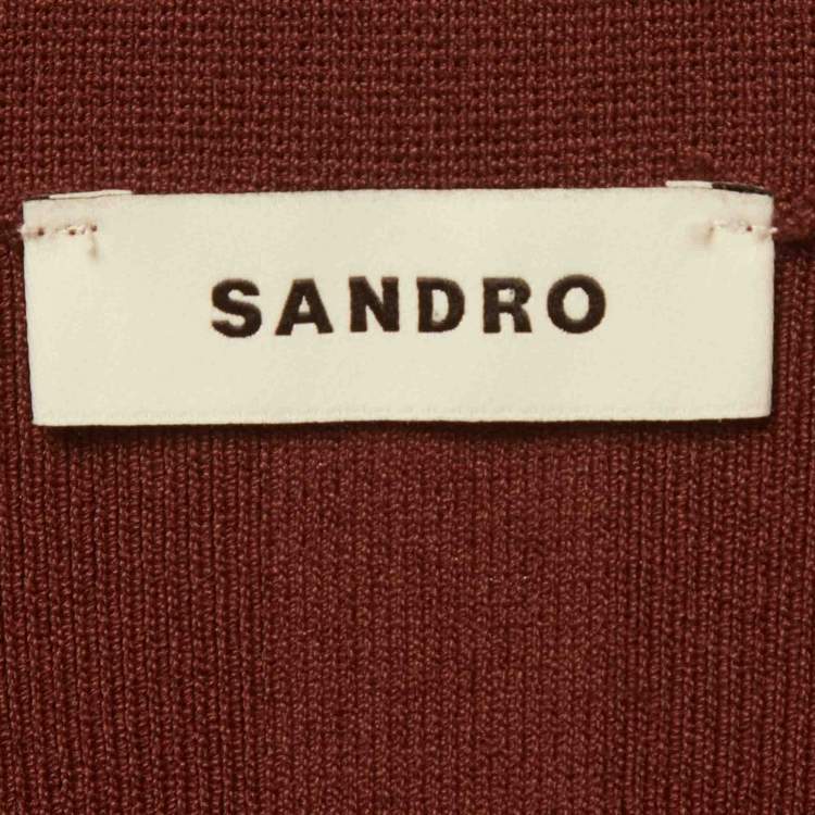 Pre Owned Sandro Brown Striped Stretch Knit Set S